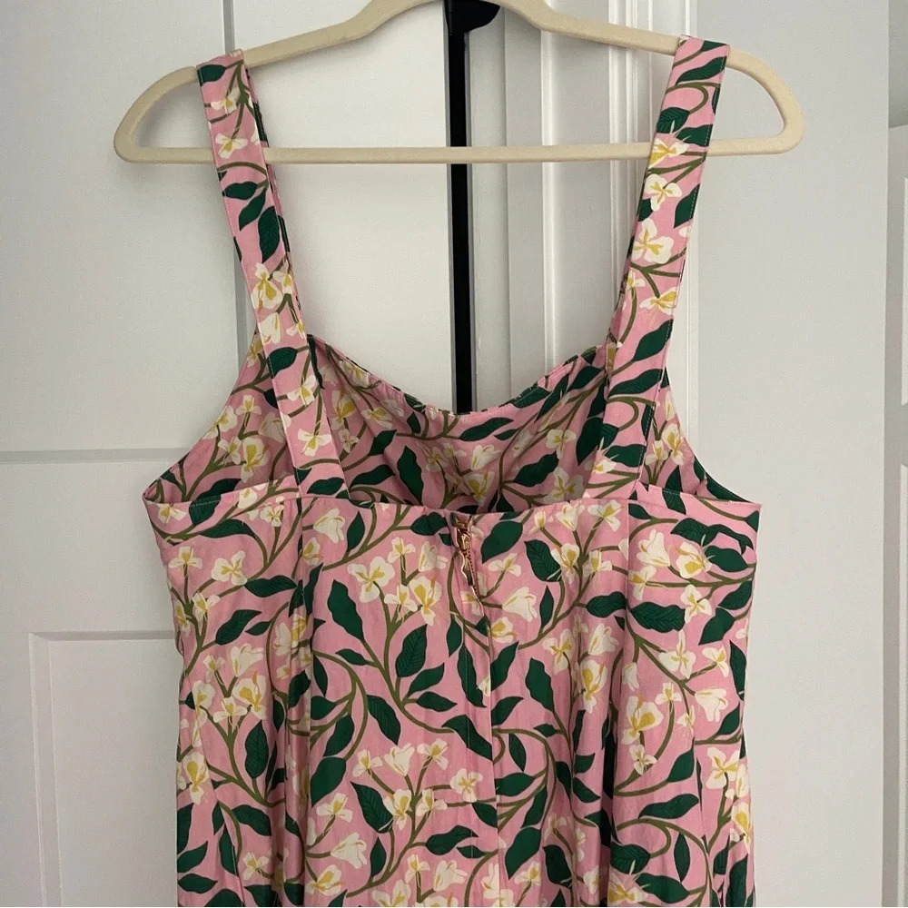 AGUA BY AGUA BENDITA Pink Hortencia Dos Gardenias Rosa Midi Dress Sleeveless - Picture 8 of 10